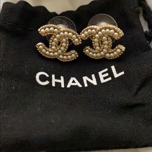 Chanel pearl studs